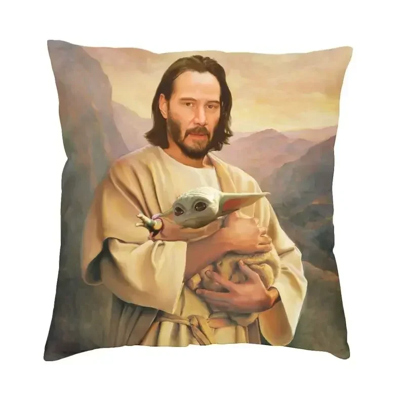 Ježiš Saint Keanu Reeves and Baby hádzať vankúšový kryt dekorácie 3D tlač vankúšov sedadlo pre pohovku
