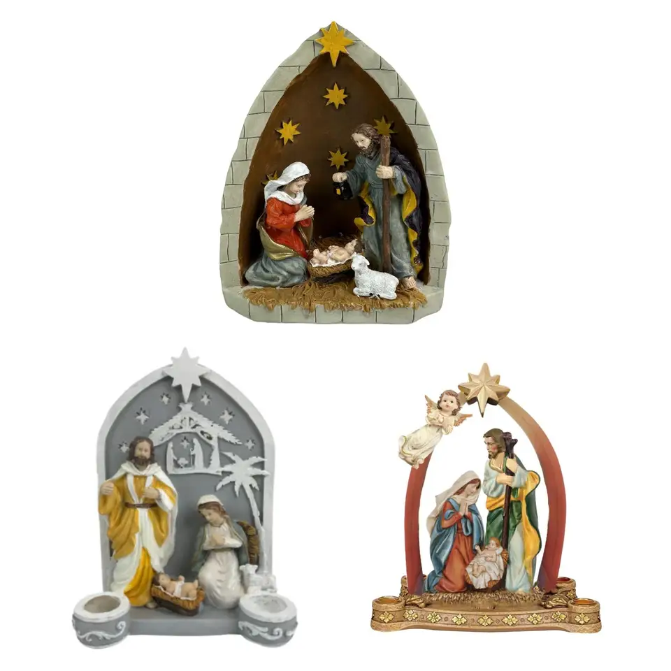 Ježišová betlehna scéna figurína svätá rodina Socha náboženské sochy vianočné ornament pre kabinetový stôl v interiéri obývacia izba