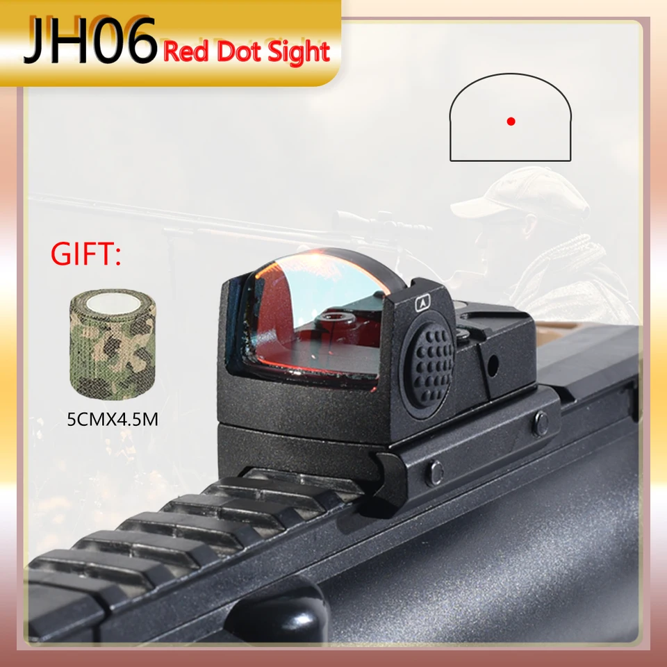JH06 červená bodka 20 mm koľajnica nepremokavá Mini Riflescope nastaviteľný jas reflex Hologram zrak pre lovecké príslušenstvo