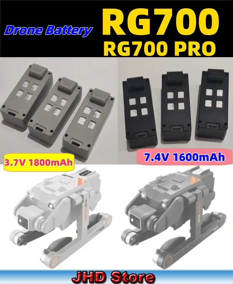 JHD Bateria Drone RG700 Pro Originálny RG700 Žiadny GPS alebo GPS batéria 3,7V 1800/7.4v1600 mAh pre dron RG700 Pro Wholesale