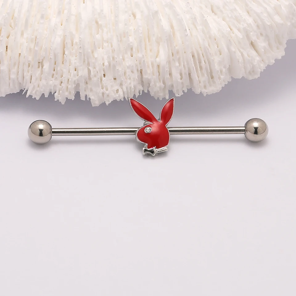 JHJT 14G Red Rabbit Industrial Piercing 316L Chirurgická z nehrdzavejúcej ocele Priemyselná činka Barbell Chrup
