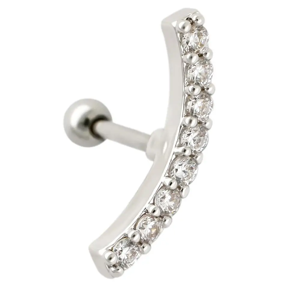 Jhjt 1pc 18g chrupavka náušnice Chirurgická oceľ zakrivená dlhá cz špirála Conch Daith Ear Piercing Jewelry for Women Girls