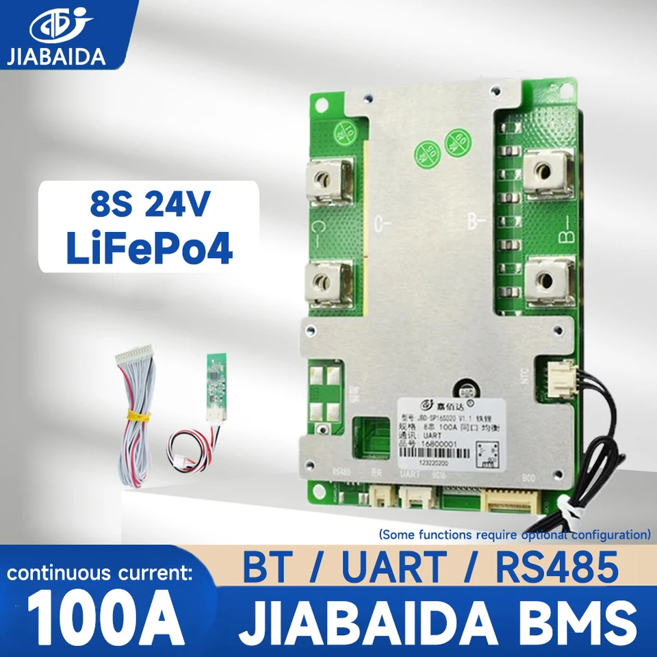 Jiabaida BSM LIFEPO4 8S 24V UART RS485 BT 100A Chanrge Aktuálna vyvážená doska SMART JBD BMS