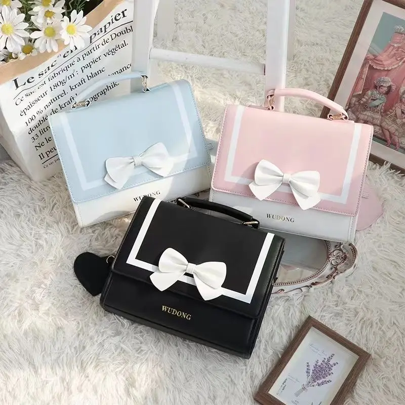 Jiaerdi Harajuku Bow JK Messenger Bag Women Women Nová rozprávková rukoväť Lolita Crossbody Bags Dámy Vintage y2k kabelka estetika