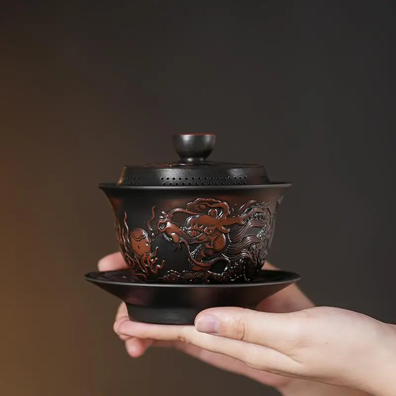 Jianshui Purple Pottery Gaiwan Ceramic Ručne vyrobená domáca domácnosť Kung Fu TEA TEA TEA MOSTA Čaj Čajový výrobca Čajový obrad