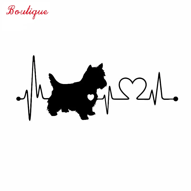 Jict 20cm * 8,4 cm West Highland Westie Heartbeat Witerproof Cover Cover Scratch Dekoratívna nálepka na autá Čierna / strieborná C2-3321