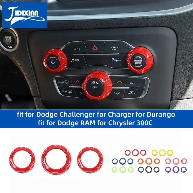 Jidixian pre Dodge Challenger pre nabíjačku pre Ram pre Durango za 300 ° C 2011 Up Car Audio Klimatizačný gombónny prsteň