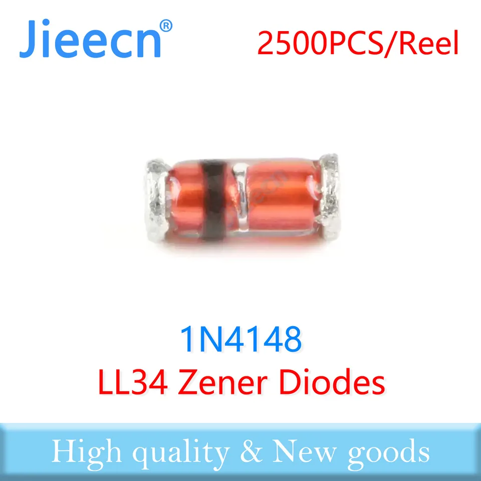 Jieecn 2500ks LL34 LL4148 SOD80 1/2W SMD ROHS Silikón Epitaxiálny planárny dióda Zener Diódy Vysoké kvalitné 1N4148 4148