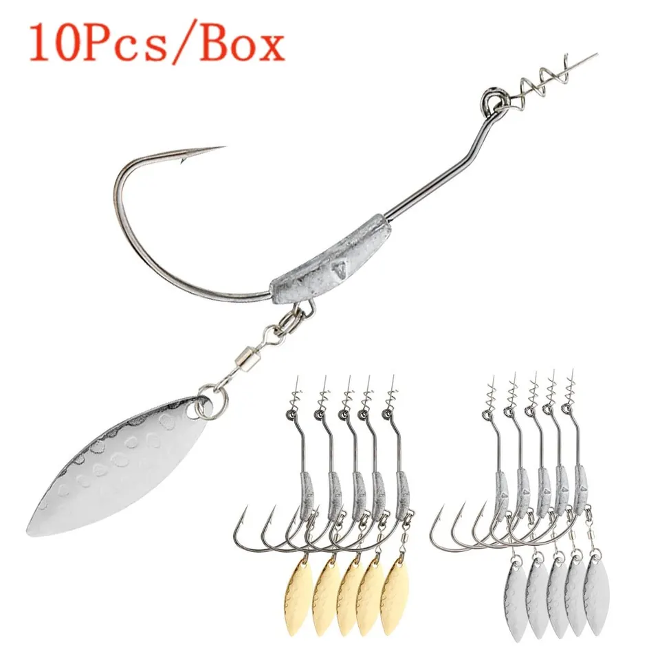 Jig Head Fish Hook 2G 3G 4G Rybárske háčiky 10ks s točením spinner Pinner pre mäkké rybárske návnady z uhlíkových oceľových háčikov