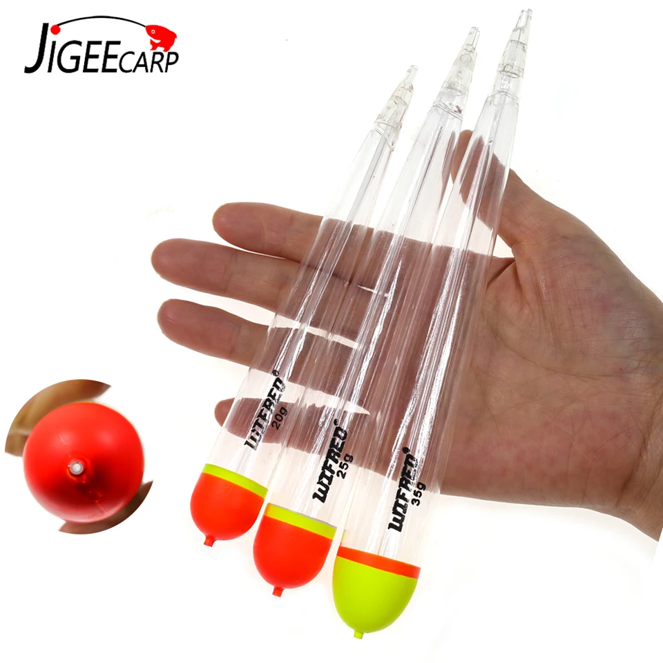 Jigeecarp 1pc Crystal Pike Float 20G 25G 35G Smeckfish Float Inline vážené bobberové plaváky Perch Zander Fishing Rundes príslušenstvo