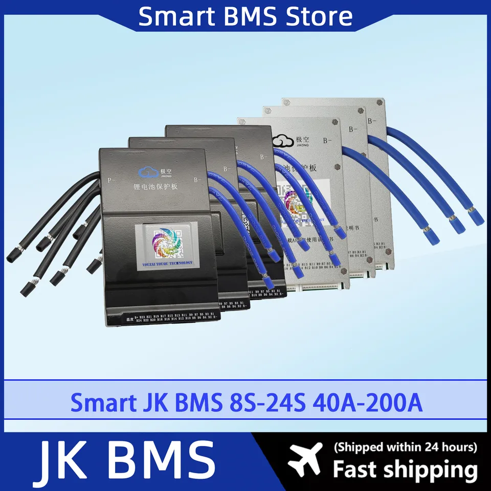 Jikong JK BMS 40A-200A 8Cell 24Volt TDT LTO Seplos 14S 15S 16S 20S 24S 150AH 200A LIFEPO4 pre SuperCapacitor 12600 KWH 84V BMS