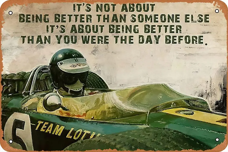 Jim Clark Lotus 49 automobilových pretekov nie je to o tom, že je lepší ako niekto plagát kovový cínový znak vintage retro muža jaskyňa wa wa