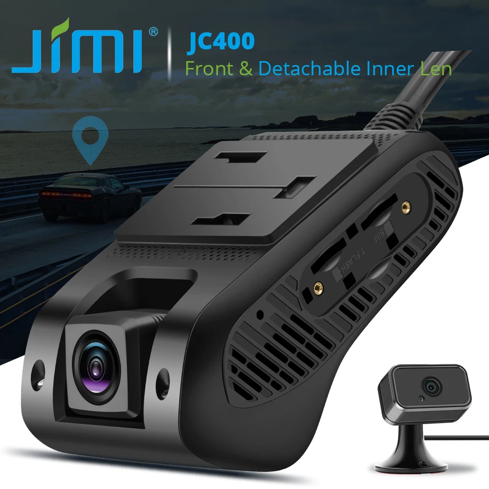 Jimi JC400 4G Dual Dash Cam, hnacia rekordérka pre Dashcam, DVR automobilu s živým prúdom, hotspot WiFi, sledovanie GPS, fotoaparáty vozidiel