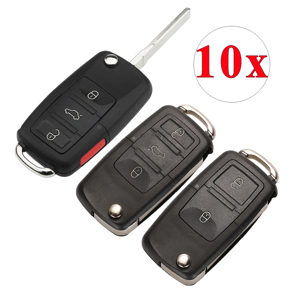 Jingyuqin 10ks 2/3/4 tlačidlo Kľúč pre puzdro pre VW Passat Polo Golf Touran Bora Ibiza Leon Octavia Fabia Remote Key Blank