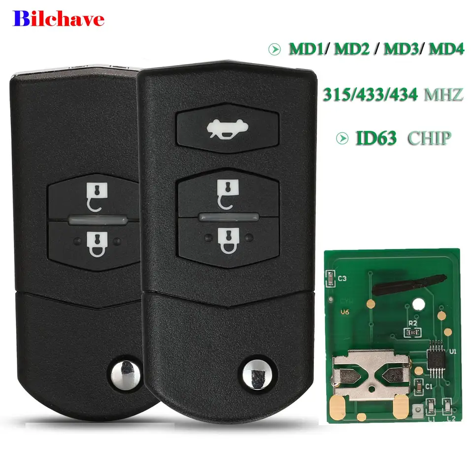Jingyuqin 2 /3Button pre Mazda M3 M6 M5 Axela Atenza Flip Diaľkový kľúč 315 MHz /434MHz s 4D63 Chip FOB 41797 /41528 /41521 /41840
