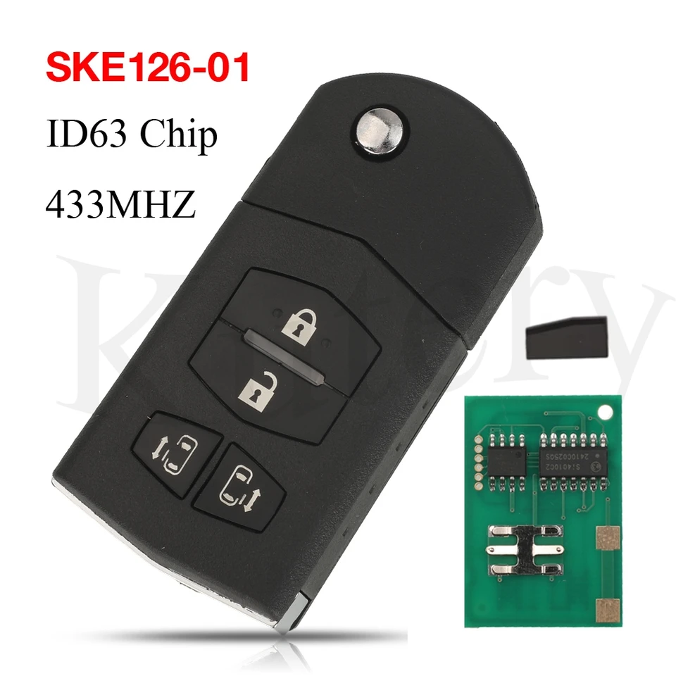 Jingyuqin 4btn Ske126-01 433MHz ID63 Čip Diaľkový automobil Kľúč pre Mazda 2 m2 demio 3 m3 axela 5 m5 Preprava 6 m6 Atenza 8 m8 MPV CX7
