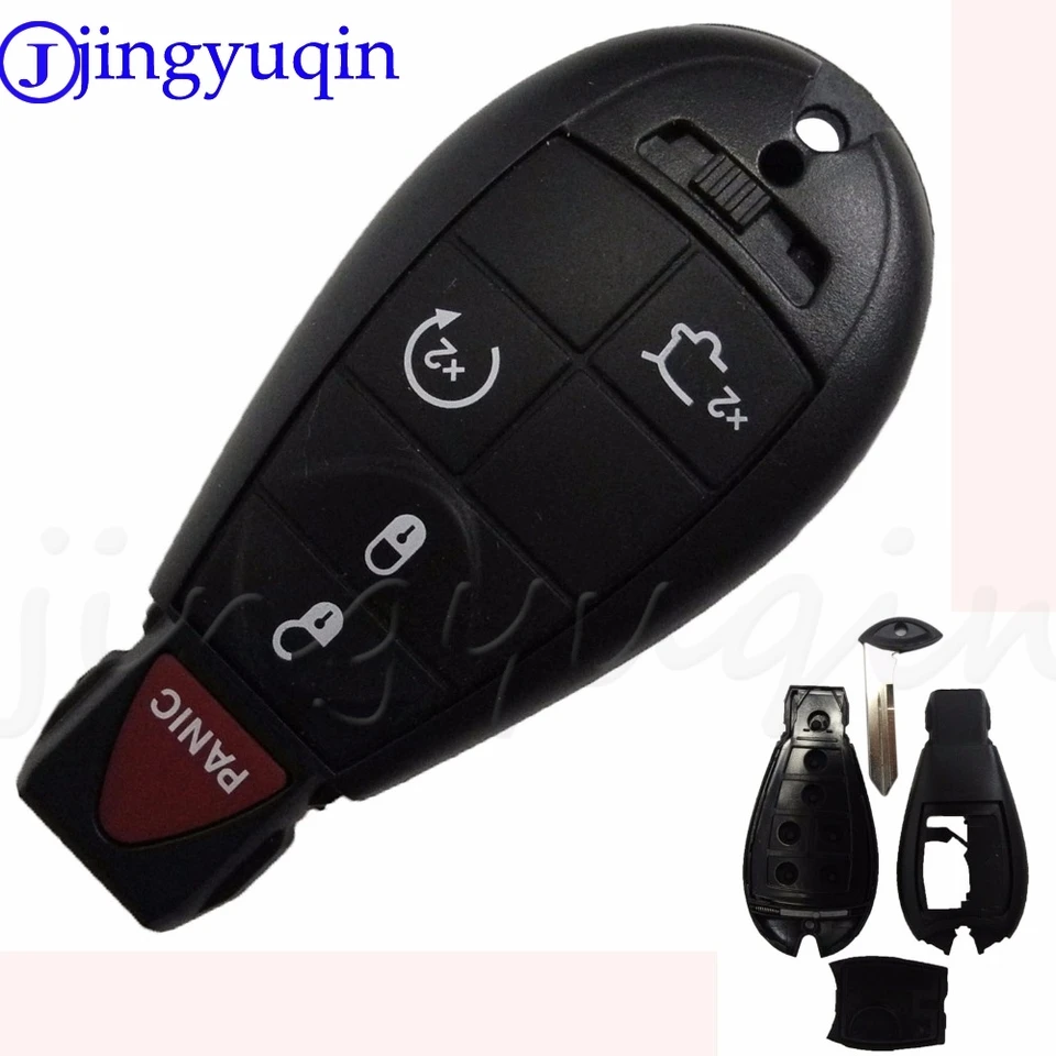 Jingyuqin 5 Buttons Smart Car Key Shell pre Dodge 2008 2015 pre Jeep pre Chrysler diaľkové ovládacie vozidlo kryt kľúča Key case fob bezkľúčový