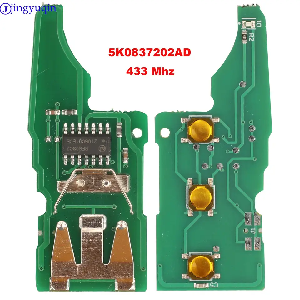 Jingyuqin 5K0837202AD s elektronickým obvodom diaľkového kľúča pre VW Beetle/Caddy/EOS/Golf/Jetta/Polo/Scirocco/Tiguan/Touran/Up