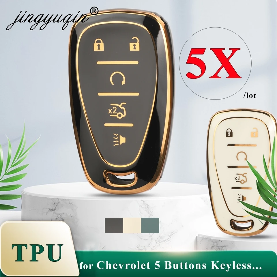 Jingyuqin 5pcs 5btn tpu na kľúče automobilu pre Chevrolet Malibu Camaro Cruze Traverse Spark Equinox Sonic Volt Protect Case Caseing Case