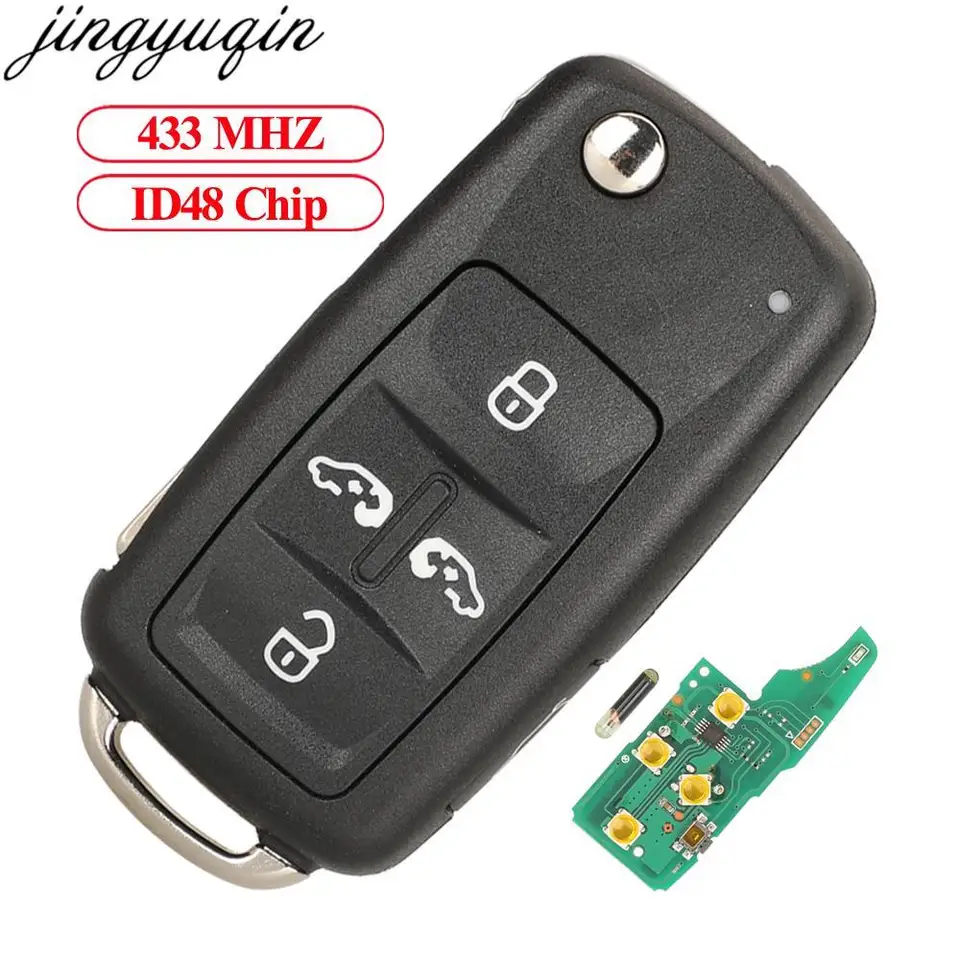 Jingyuqin 5pcs vzdialené auto kľúčové alarm ID48 Chip 433MHz pre VW Volkswagen Golf 4 5 6 Jetta Passat CC Tiguan Polo Beetle Touran 5btn