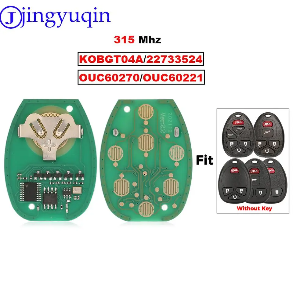 Jingyuqin Car Key pre Chevrolet Tahoe Traverse pre GMC Chevy Silverado pre Buick Hummer H3 OUC60270/OUC60221 KOBGT04A/22733524