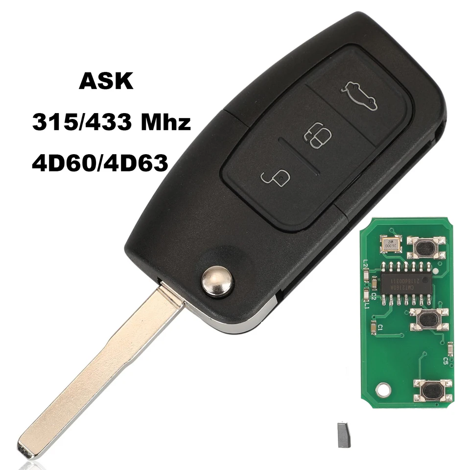 Jingyuqin Car Key pre Ford Focus Mondeo C Max S Max Galaxy Fiesta Ask 315/433MHz 2/3 tlačidlá Keyless Entry FOB FOB FOB