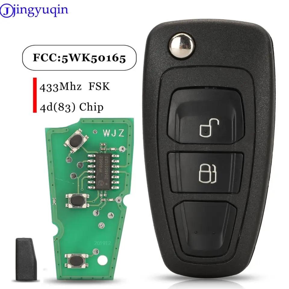 Jingyuqin pre Ford Ranger 2011 2012 2013 2014 2015 Diaľkový automat Key FOB 433MHz FSK ID60-83BIT 5WK50165 2 tlačidlá
