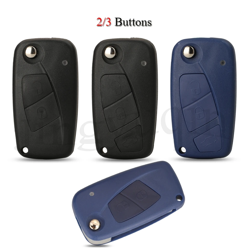 jingyuqin skladací diaľkový kľúče vozidla pre fiat iveco punto ducato stilo panda 2/3buttons čierna/modrá puzdro s nezrezaným prázdnym