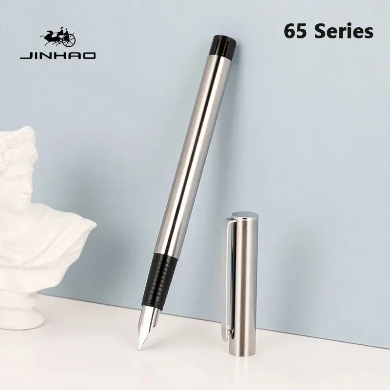 Jinhao 65 Fountain Pen Luxusné pero Elegantné kaligrafické atramentové atramenty Čierne strieborné farebné kancelárske potreby