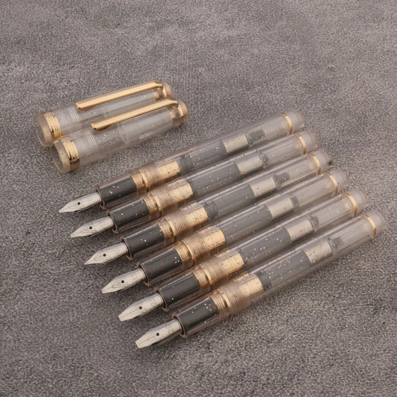 Jinhao 82 Fountain pero priehľadné biele paralelné paralelné kvetinové karosérium kancelárskych síl School School Supplies Ink Pen