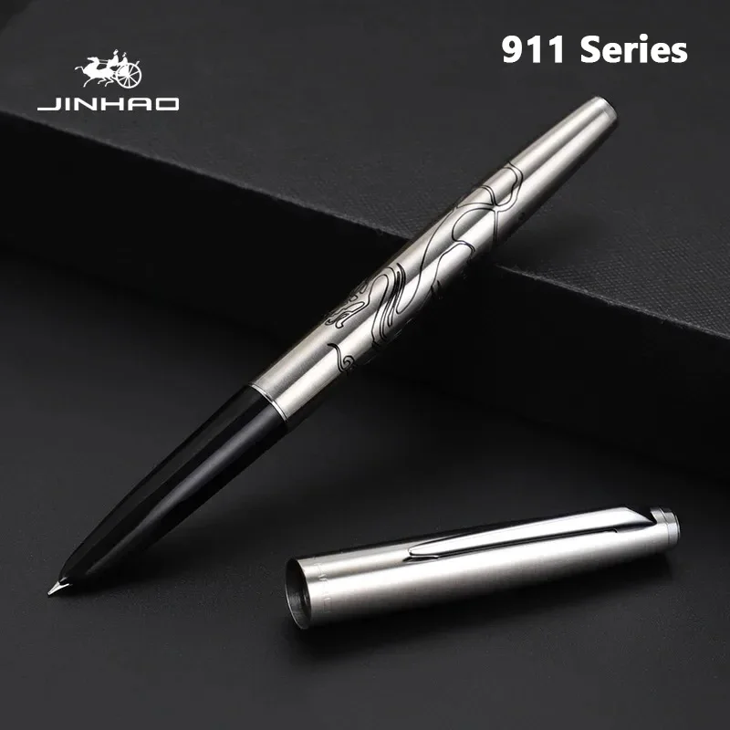 Jinhao 911 Fountain Pen Luxury All-Stoel Elegantné kaligrafické atramentové perá EF 0,38 mm NIB kancelárske potreby
