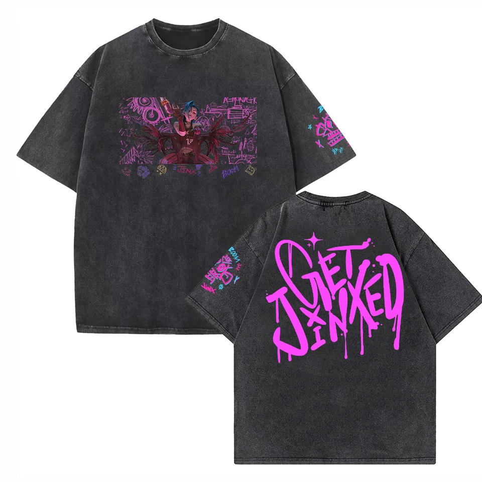 Jinx Arcane Graffiti Art Vintage Harajuku letný unisex O-krk s krátkym rukávom Tričká s krátkym rukávom