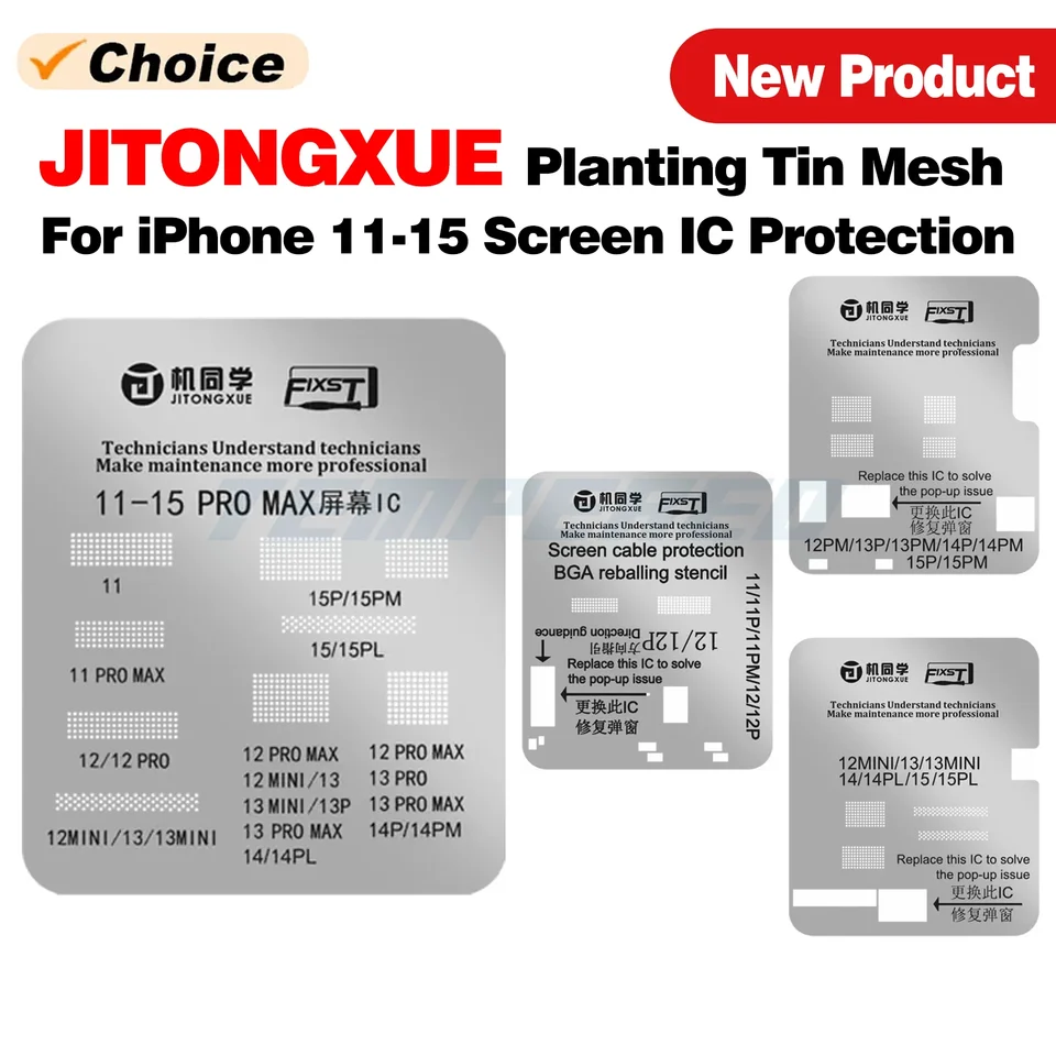Jitongxue Screen IC Ochrana kábla výsadba plechovky pre iPhone 11-15 Pro Max Oprava vyskakovacieho vysielania Planting Opravy Šablóna Nástroje
