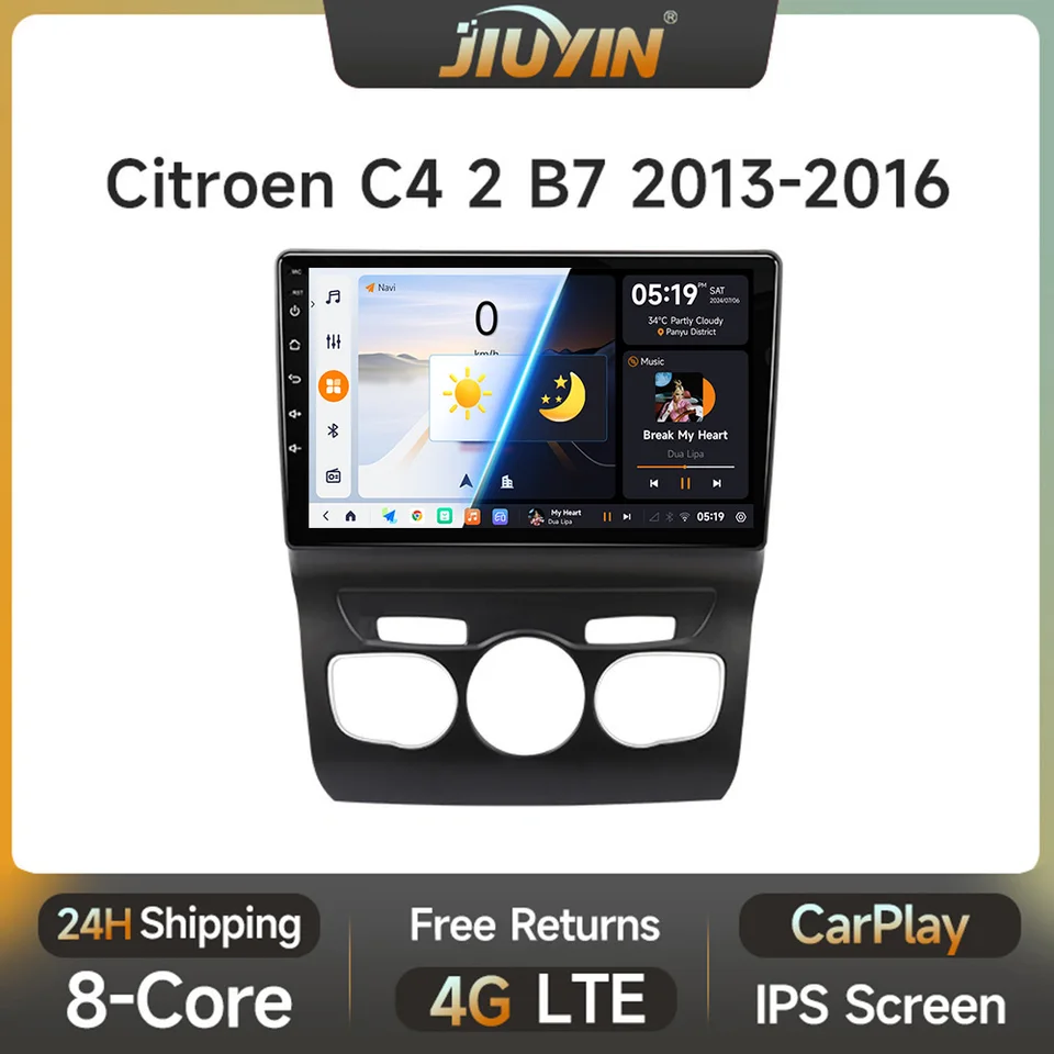 Jiuyin Android 13 Cardio Radio pre Citroen C4 2 B7 2013 - 2016 Wireless CarPlay Android Auto Multimidia Video Car Systems