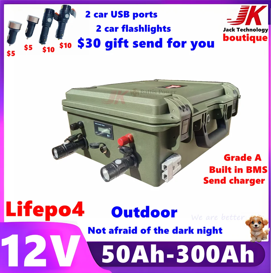 JK 12V 50AH 80AH 100AH ​​120AH150AH 200AH 250AH 300AH LIFEPO4 batéria pre vonkajšie RV, vrtuľový čln trolling motorový motor+nabíjačka