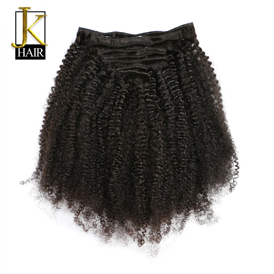 JK Brazílsky 4b 4c Afro Kinky Curly Remy Clip in Human Hair Extensions Prírodná farba