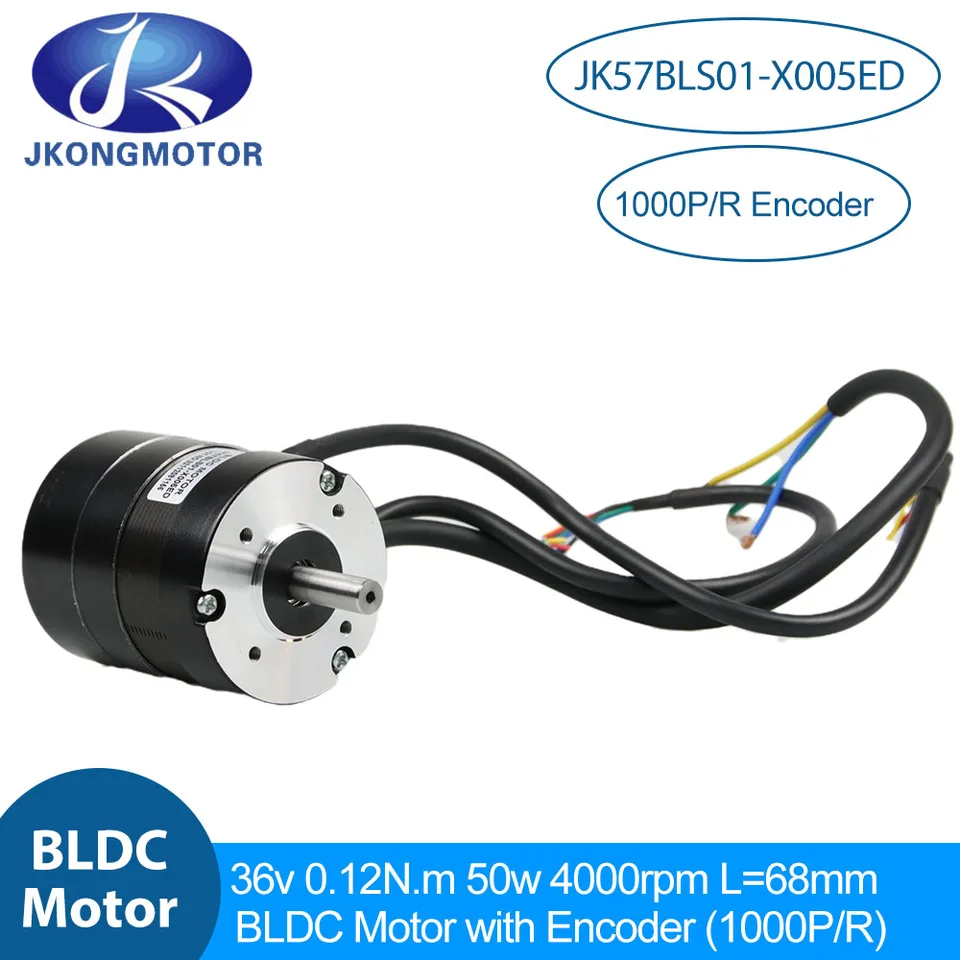 JKM JK57BLS01-X005ED 57MM Brushless DC Motor 36V 50W 0,12nm 4poles bldc dc servo motor s kódovačom 1000p/r pre DIY Design