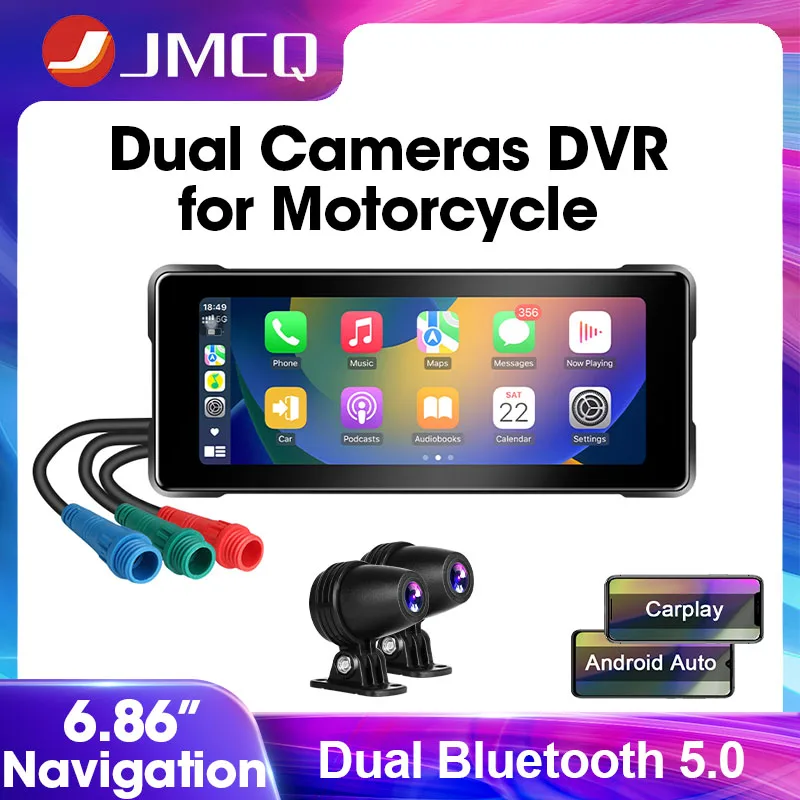 JMCQ Motocykel DVR DASHCAM CARPLAY DISPICK SCRESS