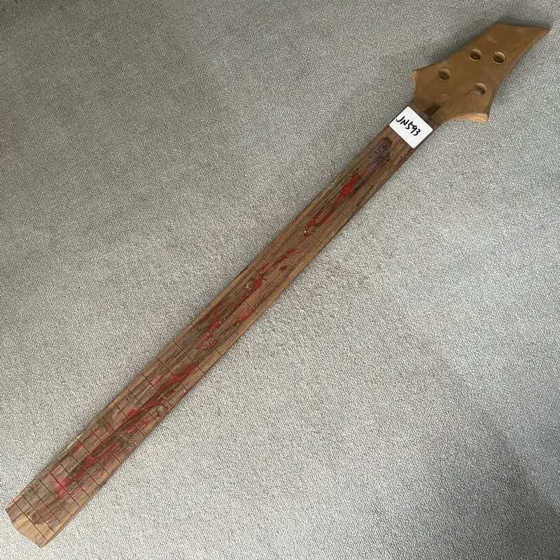 JN593 NO LOGO Plameň vložka 4 struna elektrická gitara basový krk Nerezané pražce javor+ružové drevo pravá ruka DIY diel nedokončený
