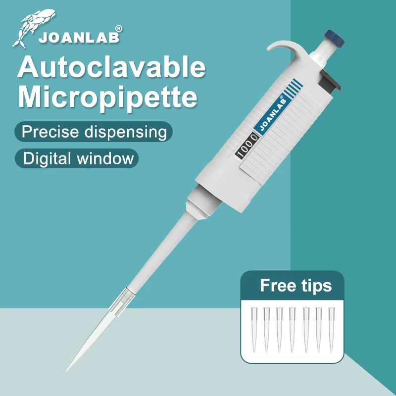 JoanLab Laboratór Pipette AutocLAVable Digital nastaviteľné vybavenie mikropipety s tipmi na pipetu