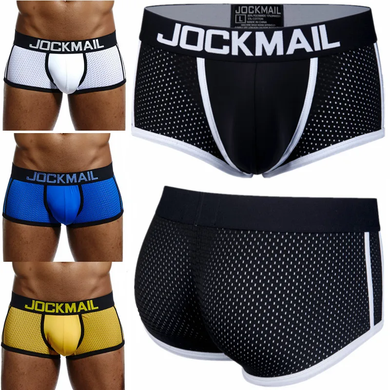 Jockmail mesh boxer briefs široký pás Trunks Sexy ľadové hodvábne Pánske spodné prádlo bezšvový mužský spodný spodok