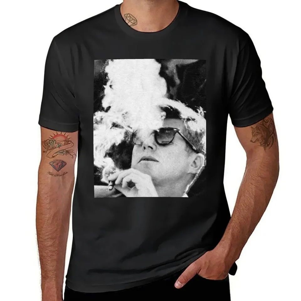 John F Kennedy cigareta a slnečné okuliare Čierne a biele tričká JFK Tričko Personalizované vtipné tričká Pánske grafické tričká Balíka