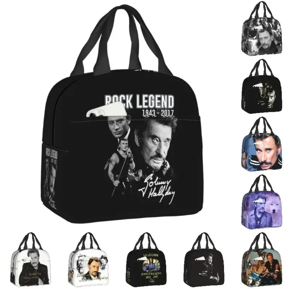 Johnny Hallyday Izolovaný obedový taška pre ženy Neprestrelie France Rock Singer Thermal Cooler Bento Box Office Work School