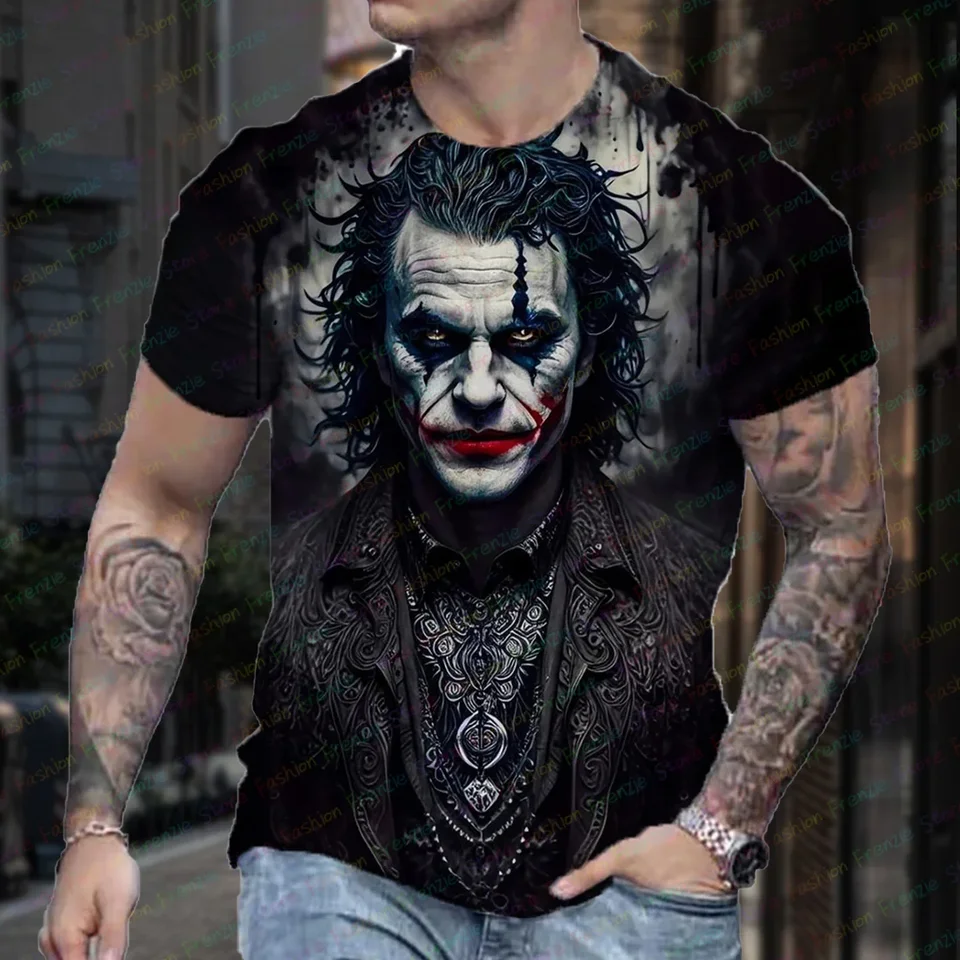 Joker 3D tlačené tričko pre mužov Summer Streetwear Fashion Round Rout Crck Krátko rukávy Nadmerné dámske pánske oblečenie