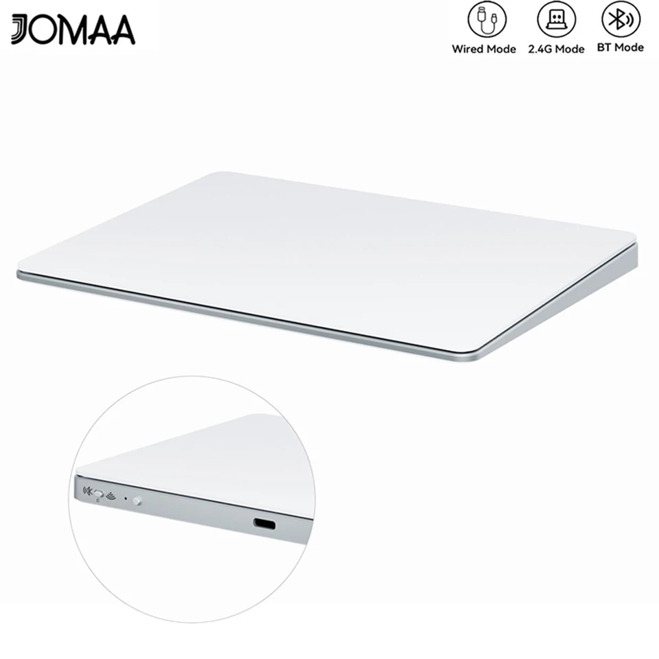 Jomaa vylepšil bezdrôtové bluetooth trackpad, hladký povrch skla s viacdovskými, hliníkovými USB Wireless/ Wired Win/ Mac Touchpad.
