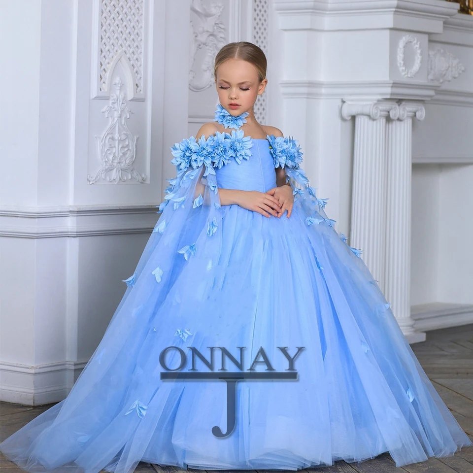 Jonany očarujúce aplikácie kvetinové dievčatá šaty vrstvené na objednávku narodeniny sprievodné spoločenstvo rúž demoiselle baby párty