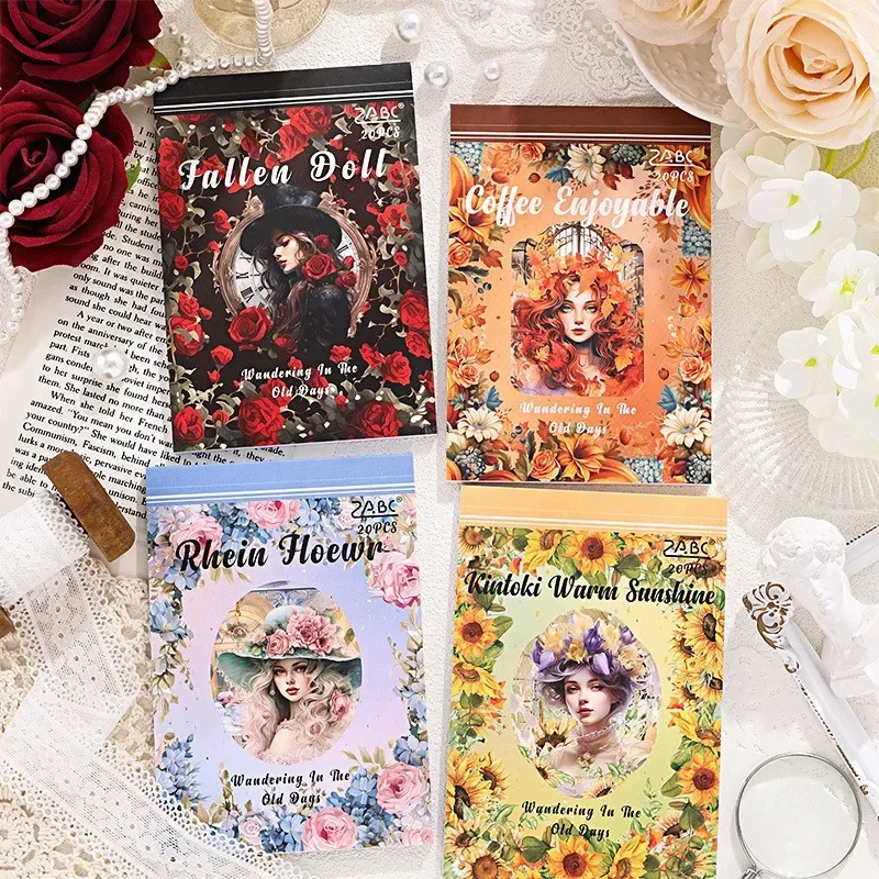JourNAMM 20ks/balenie Pet Stickers Book Vintage Style DIY Scrapbooking Estetická koláž dekor Junk Journal Stationery Sticker