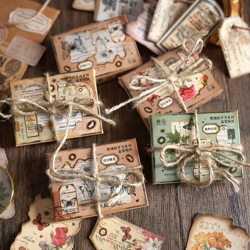 Jourrnamm 40ks/balenie vintage spaľovací štýl skrinky pre krabičky pre nezdravé denníky Decor Materiály DIY Scrapbooking Collage Colage Caryscere.