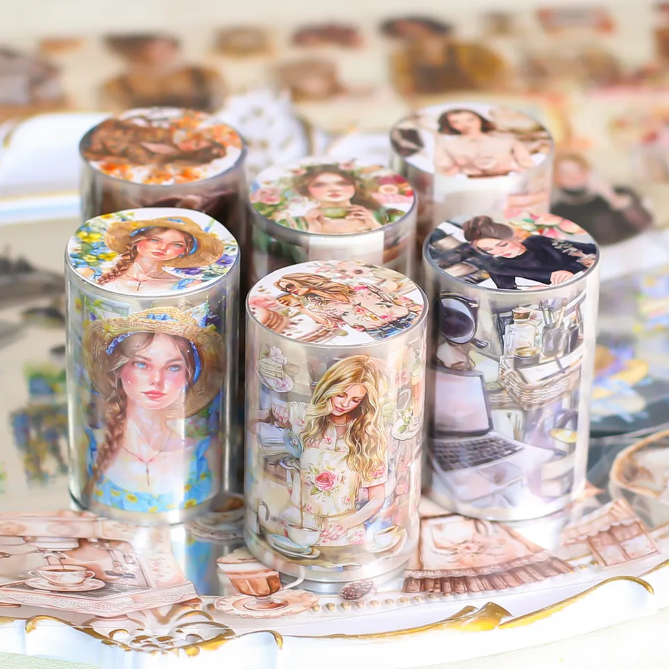 Jourrnamm 60mm*2M Girl Pet Tapes Collage Stickers Decor Junk Journal Masking Tape DIY Scrapbooking Estetic Sticker Stationsery