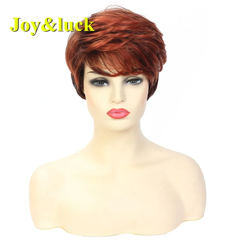 Joy & Luck Stručná parochňa Ombre Orange Color Hair Syntetická parochňa pre ženy Natruálne priame každodenné parochne Plné parochne s ranami